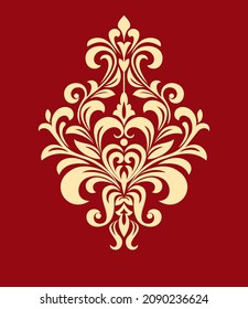 Damask graphic ornament. Floral design element. Gold vector pattern