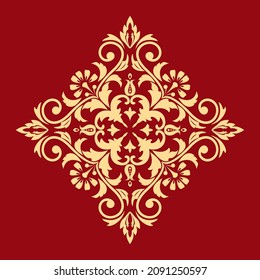 Damask graphic ornament. Floral design element. Gold vector pattern