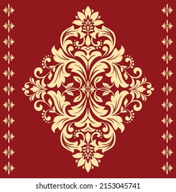 Damask graphic ornament. Floral design element. Gold vector pattern