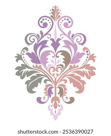 Damask graphic ornament. Floral design element. Colored vector pattern