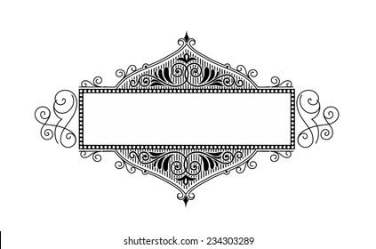 Damask greeting card template with blank text place. Vector illustration.