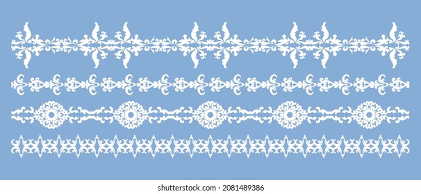 Damask horizontal vintage pattern. Vector set divayder. A collection of vintage frame and border. Frame template. Modern design element. 