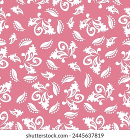 Damask Ikat floral sin patrón en el fondo blanco Ilustración vectorial.rose flower embroidery.design para las mujeres de moda, textura, tela, ropa, envoltura