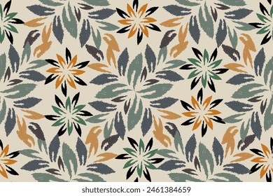 Damask Ikat floral sin patrón. bordado de flores. diseño para las mujeres de moda, textura, tela, ropa, papel de embalaje, cortinas y decoración. Fondo de pantalla vintage