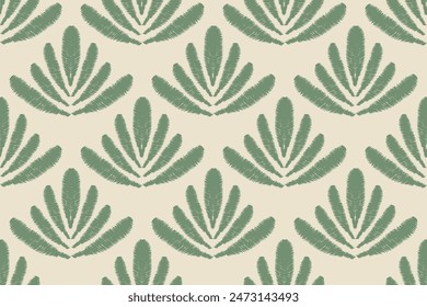 Damask Ikat floral seamless pattern. flower embroidery. design for fashion women, texture, fabric, clothing, wrapping paper, curtains, and decoration. vintage wallpaper