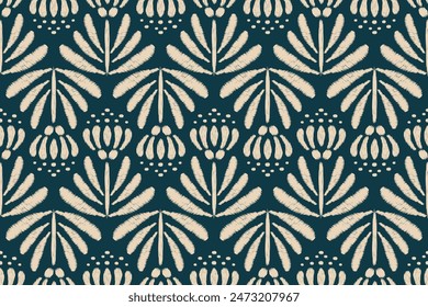 Damask Ikat floral sin patrón. bordado de flores. diseño para las mujeres de moda, textura, tela, ropa, papel de embalaje, cortinas y decoración. Fondo de pantalla vintage