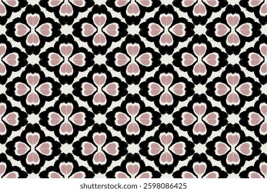 Damask Ikat floral seamless pattern. flower embroidery. design for fashion women, texture, fabric, clothing, wrapping paper, curtains, and decoration. vintage wallpaper
