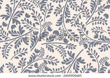 Damask Ikat floral seamless pattern.Flower embroidery. Ornamental and swirl Traditional design for fashion women, texture, fabric, clothing, wrapping paper, curtains, and decoration. vintage wallpaper