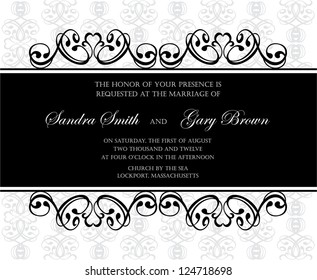 Damask invitation or announcement card.
