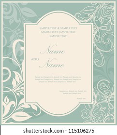 Damask invitation floral card