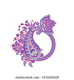 Damask isolated paisley vector floral ornament