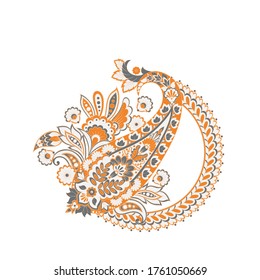 Damask isolated paisley vector floral ornament