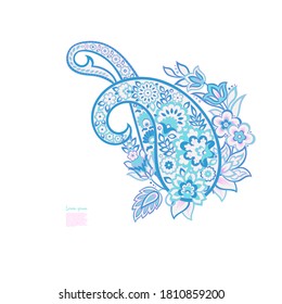 Damask isolated paisley vector floral ornament
