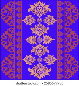 Damask, Jacquard loom, Brocade, Satin weave, Silk damask, Floral pattern, Renaissance influence, Symmetrical design, Luxury textile, Fleur-de-lis motif, Baroque style, Intricate patterns, 