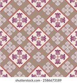 Damask, Jacquard loom, Brocade, Satin weave, Silk damask, Floral pattern, Renaissance influence, Symmetrical design, Luxury textile, Fleur-de-lis motif, Baroque style, Intricate patterns, Reversible f