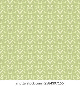 Damask leaves seamless pattern. Vector retro style background print. Decorative flower texture.