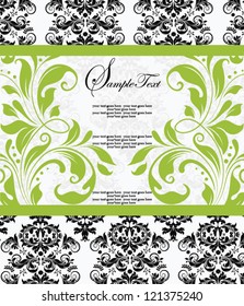damask lime shower invitation card