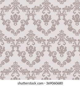 Damask luxurious floral ornament pattern in rose color. Vector