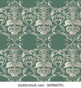 Damask luxurious floral ornament pattern in golden rose color. Vector