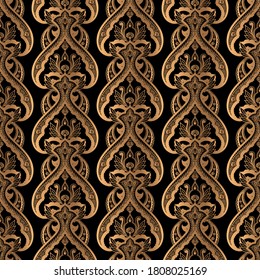 Damask luxury background vector. Golden royal pattern seamless. Islamic floral design for christmas wrapping paper, new year, beauty spa, wallpaper, birthday gift, wedding party.