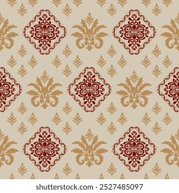 Patrón textil decorativo de lujo de Damasco.