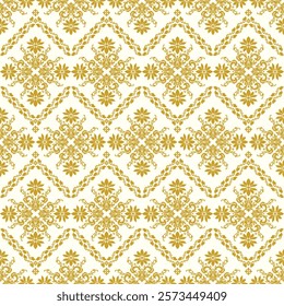 Damask luxury decorative textile seamless pattern. Design for fabric, clothing, carpet, wallpaper, background, curtain, wrapping, cushion, batik, illustration, print and embroidery.