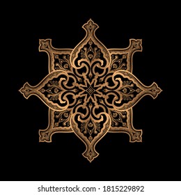 Damask luxury mandala vector. Arabesque golden royal pattern. Premium oriental design for Christmas ornaments, New Year snowflake decoration, beauty spa salon, holiday card, wedding invitation.