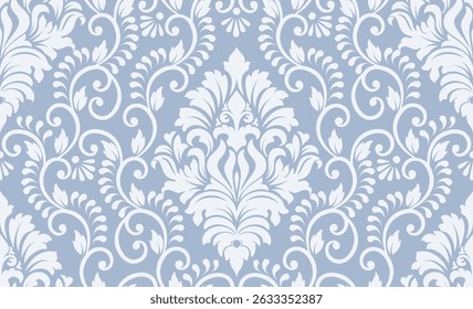 Damask modern Cashmere blue seamless pattern element. Vintage classical old fashioned damask ornament, seamless texture for wallpapers, textile.