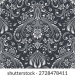 Damask modern seamless pattern element. Vintage classical old fashioned damask ornament, seamless texture for wallpapers, textile.