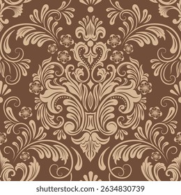 Damask modern seamless pattern element. Vintage classical old fashioned damask ornament, seamless texture for wallpapers, textile.