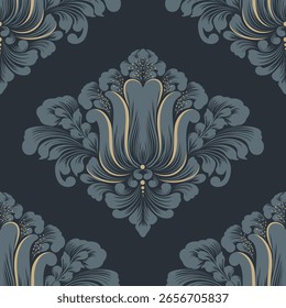 Damask modern seamless pattern element. Vintage classical old fashioned damask ornament, seamless texture for wallpapers, textile.