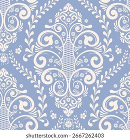 Damask modern seamless pattern element. Vintage classical old fashioned damask ornament, seamless texture for wallpapers, textile.