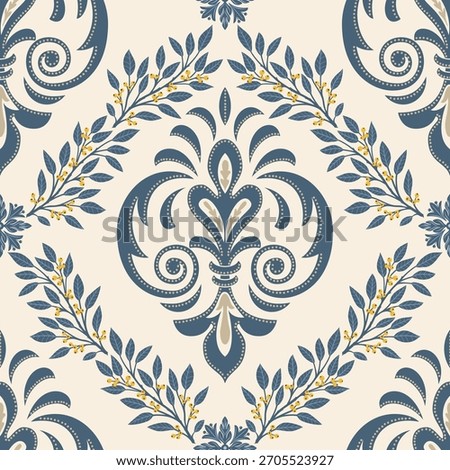 Damask modern seamless pattern element. Vintage classical old fashioned damask ornament, seamless texture for wallpapers, textile.