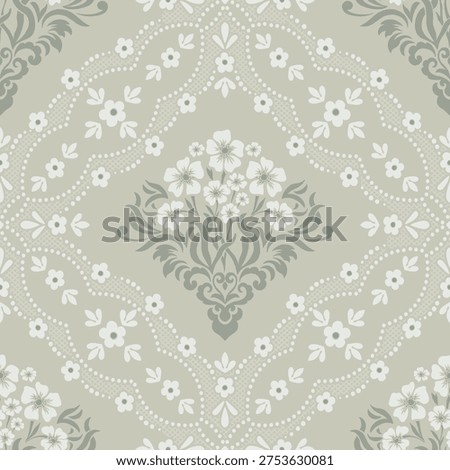 Damask modern seamless pattern element. Vintage classical old fashioned damask ornament, seamless texture for wallpapers, textile.