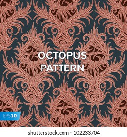 Damask Octopus background pattern, vector Eps 10 illustration.
