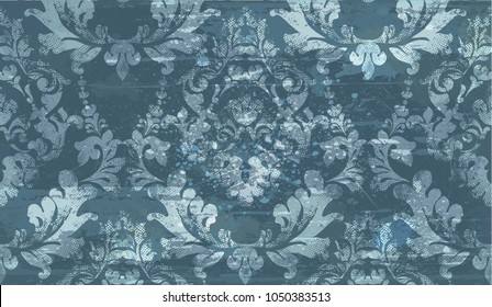 Damask old pattern ornament decor Vector. Baroque fabric texture illustration designs