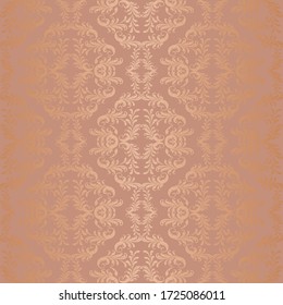 Las aberturas de Damasco tienen un patrón floral sin fisuras. Color de fondo de color pastel coralino, tela de encaje en vectores