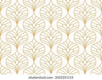 Damask organic leaves seamless pattern. Vector retro style background print. Decorative flower texture.