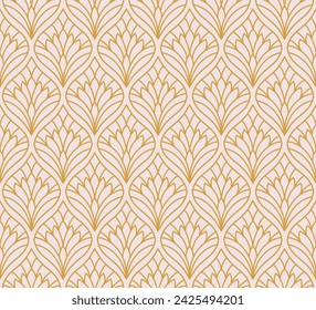 Damask organic leaves seamless pattern. Vector retro style background print. Decorative flower texture.
