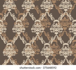 Damask ornament pattern beige color. Elegant luxury texture for textile, fabrics or wallpapers backgrounds. Vector
