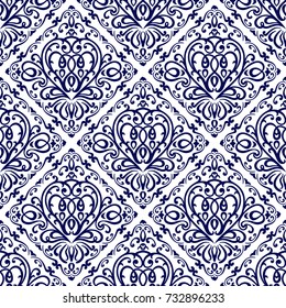 Damask ornament, seamless pattern for textiles, wallpapers and other. Vector image.