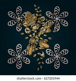 Damask ornament. Traditional vector and golden pattern. Classic oriental background.