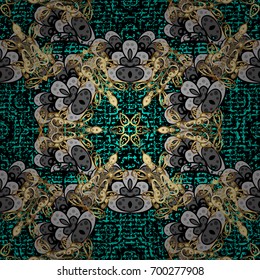Damask ornament. Traditional vector and gray pattern. Classic oriental background.
