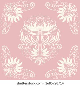 Damask ornament in the vector. Decoration for design, tiles in the interior