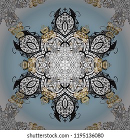 Damask ornamental repeating background. Gold floral ornament in baroque style. Gold Wallpaper on texture background. Golden element on neutral, white and black colors.