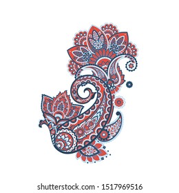 Damask Paisley Floral isolated vector ornament