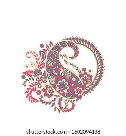 Damask Paisley Floral isolated vector ornament