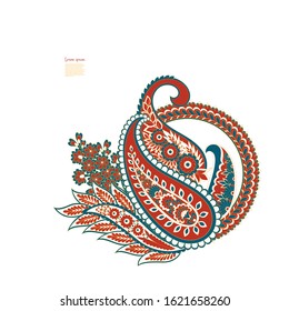 Damask Paisley Floral isolated vector ornament