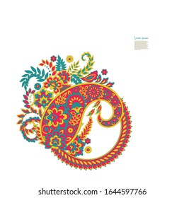 Damask Paisley Floral isolated vector ornament