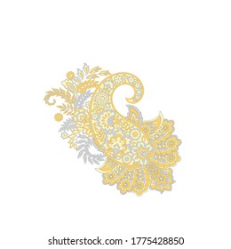 Damask Paisley Floral isolated vector ornament